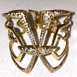ALEXIS BITTAR Crystal BUTTERFLY 14K-Gold Plated Arm-Candy Jeweled Bracelet Cuff